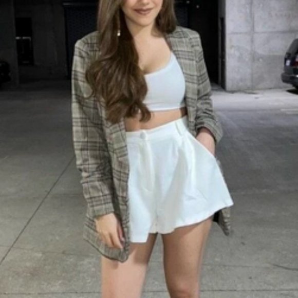 Plaid Flap Detail Shawl Collar Blazer Jacket work office Business Chic - Picture 6 of 16